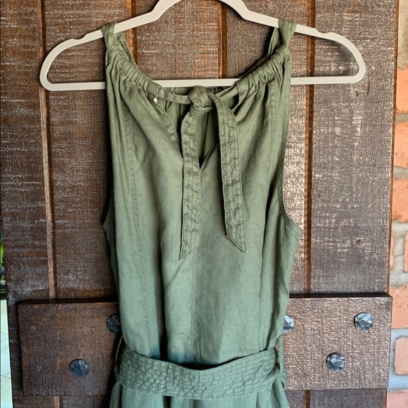 Tommy Bahama halter maxi dress linen pockets size large olive green flowy boho - Picture 5 of 16